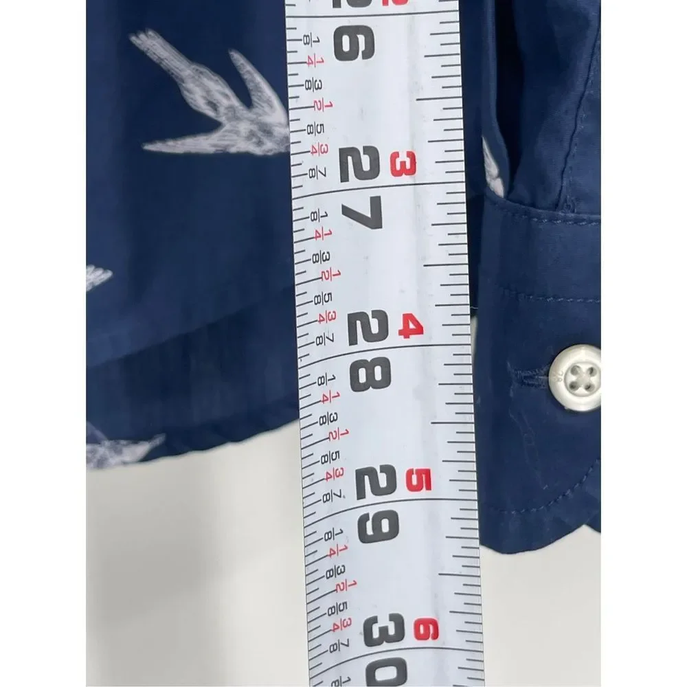 Banana Republic Shirt Slim Button Down Mens Large Luxe Poplin Untucked Bird Blue